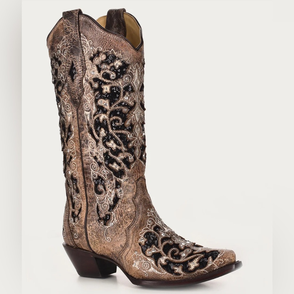 Corral sequin black and gold boots. A3569. Worn once. Size 8.5